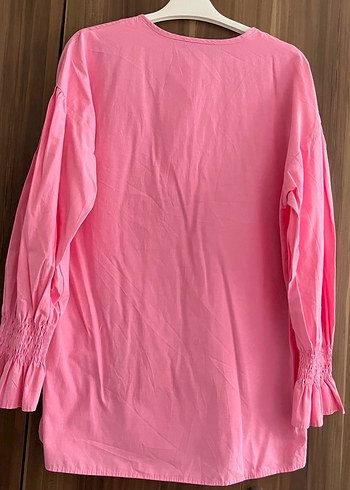 Pembe Uzun Kollu  Kadın Gömlek - Görsel 2