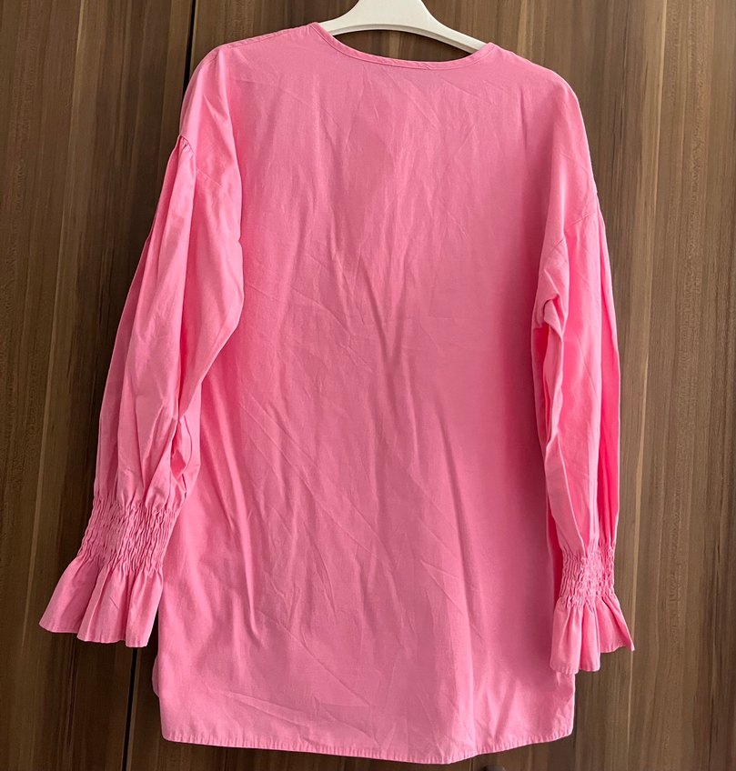 Pembe Uzun Kollu  Kadın Gömlek - Görsel 2