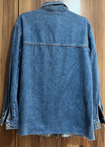 Düğmeli Mavi Kadın Denim Ceket - Görsel 2