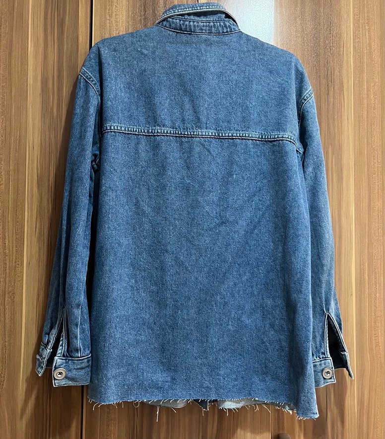 Düğmeli Mavi Kadın Denim Ceket - Görsel 2