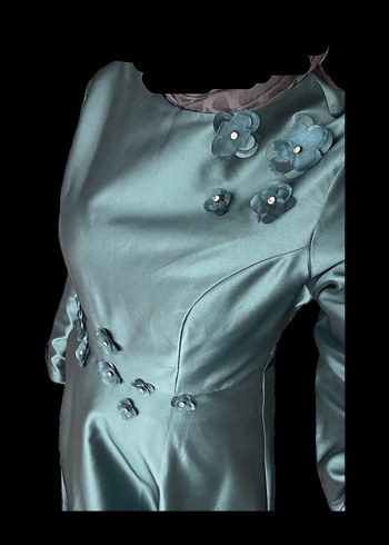 Uzun Kol Drapeli  Kadın Abiye Elbise - Görsel 2