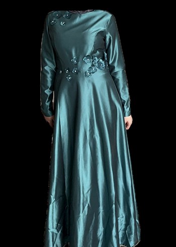 Uzun Kol Drapeli  Kadın Abiye Elbise - Görsel 3