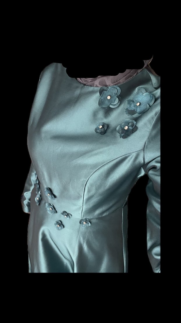 Uzun Kol Drapeli  Kadın Abiye Elbise - Görsel 2