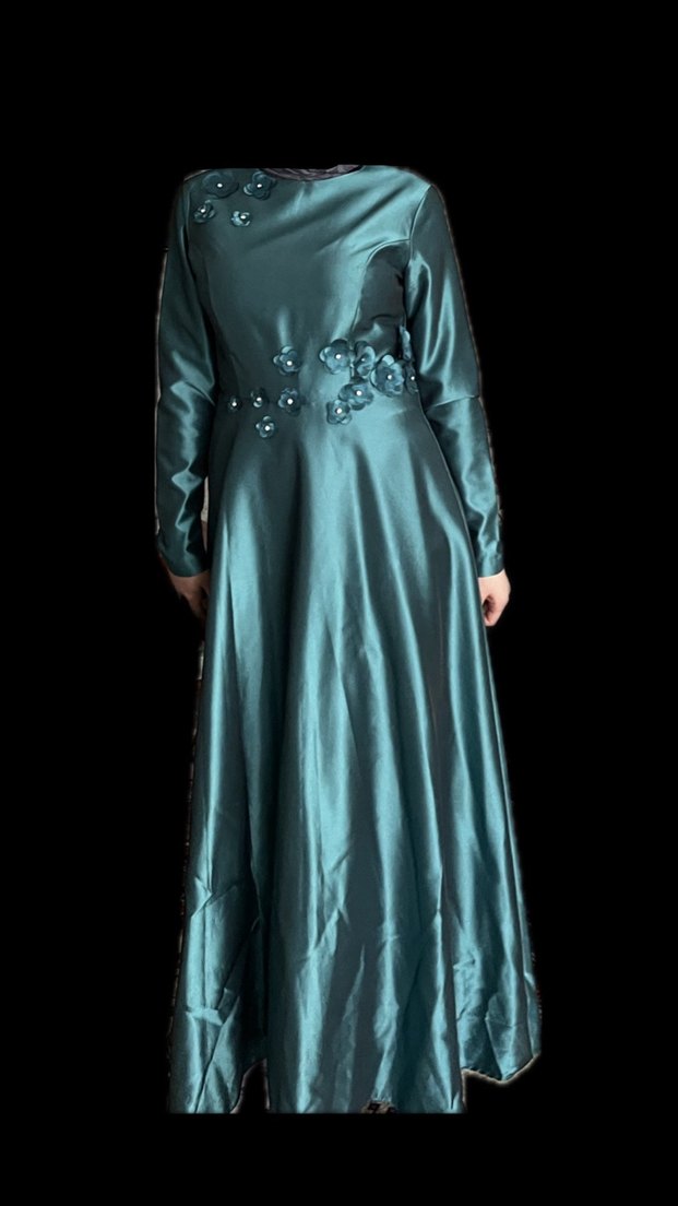 Uzun Kol Drapeli  Kadın Abiye Elbise - Görsel 3