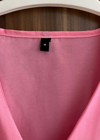 Pembe V Yaka Uzun Kollu Kadın Gömlek - Görsel 3