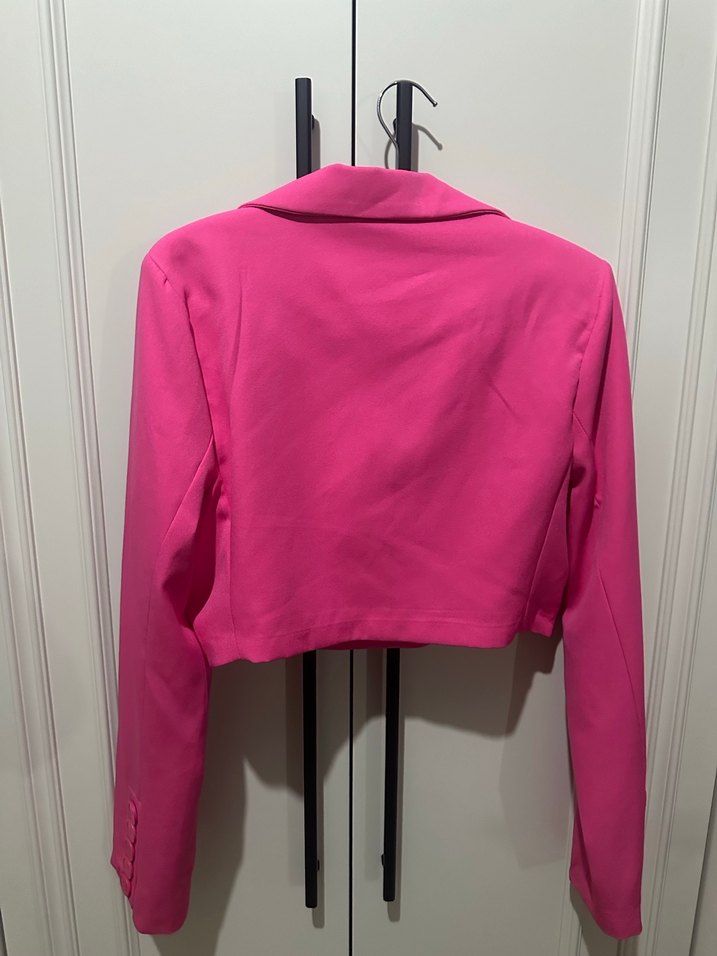 Holly Lolly Pembe Düğmeli Kadın crop Ceket - Görsel 3