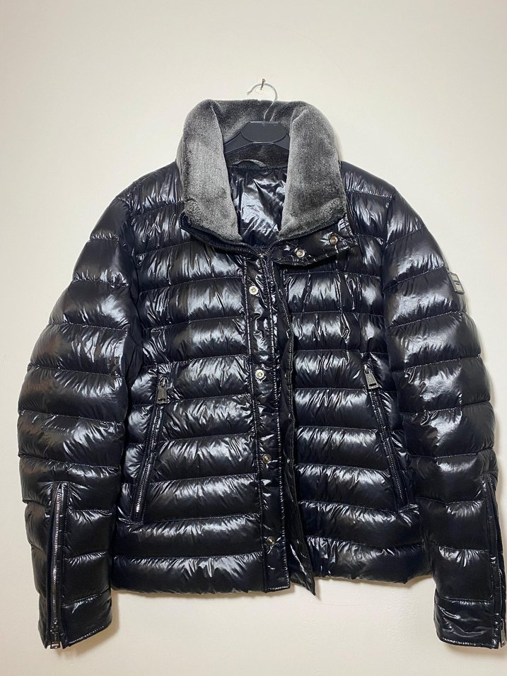 Lufian gri kürk detaylı parlak mont - Görsel 4