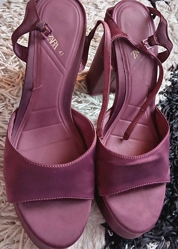 Zara Bordo Platform Sandalet