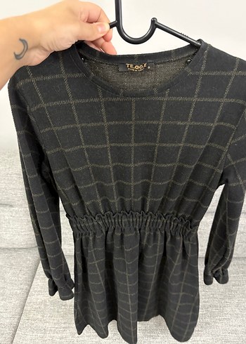 Gri Ekose Desenli Midi Elbise - Görsel 2