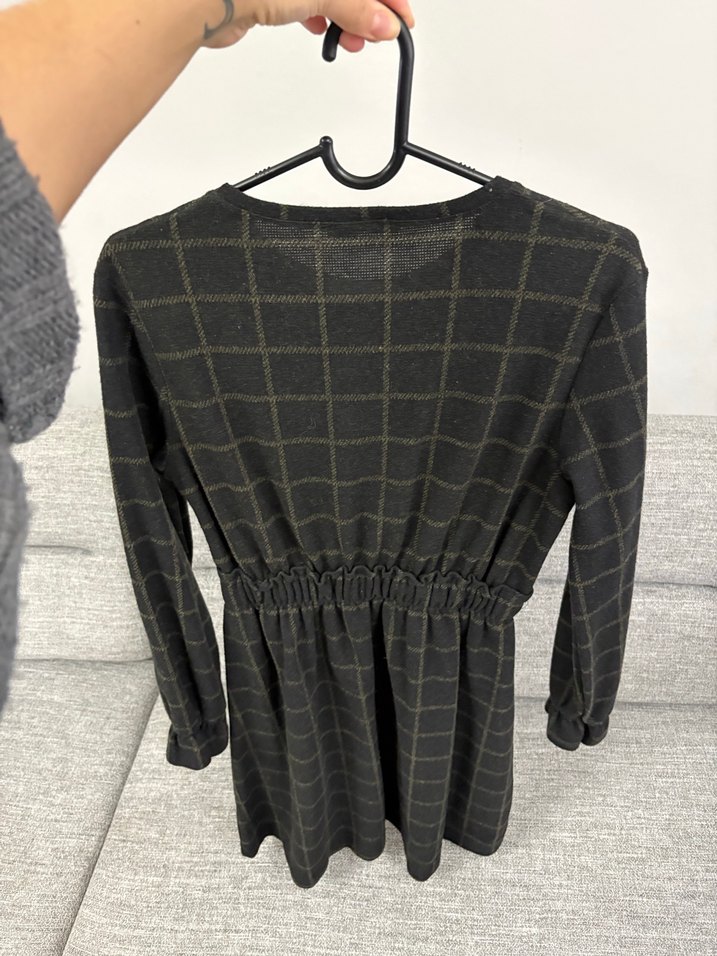 Gri Ekose Desenli Midi Elbise - Görsel 3