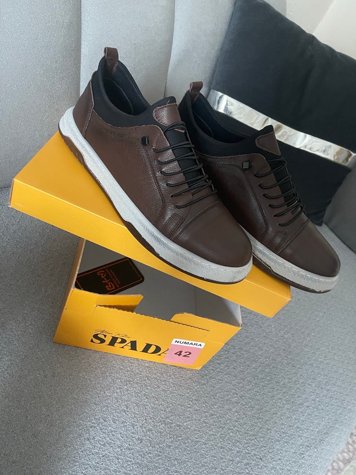 SPAD Erkek Kahverengi Deri Günlük Ayakkabı - Görsel 3