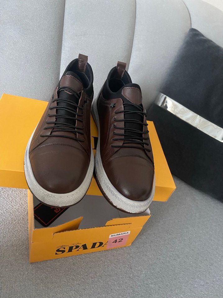 SPAD Erkek Kahverengi Deri Günlük Ayakkabı - Görsel 5
