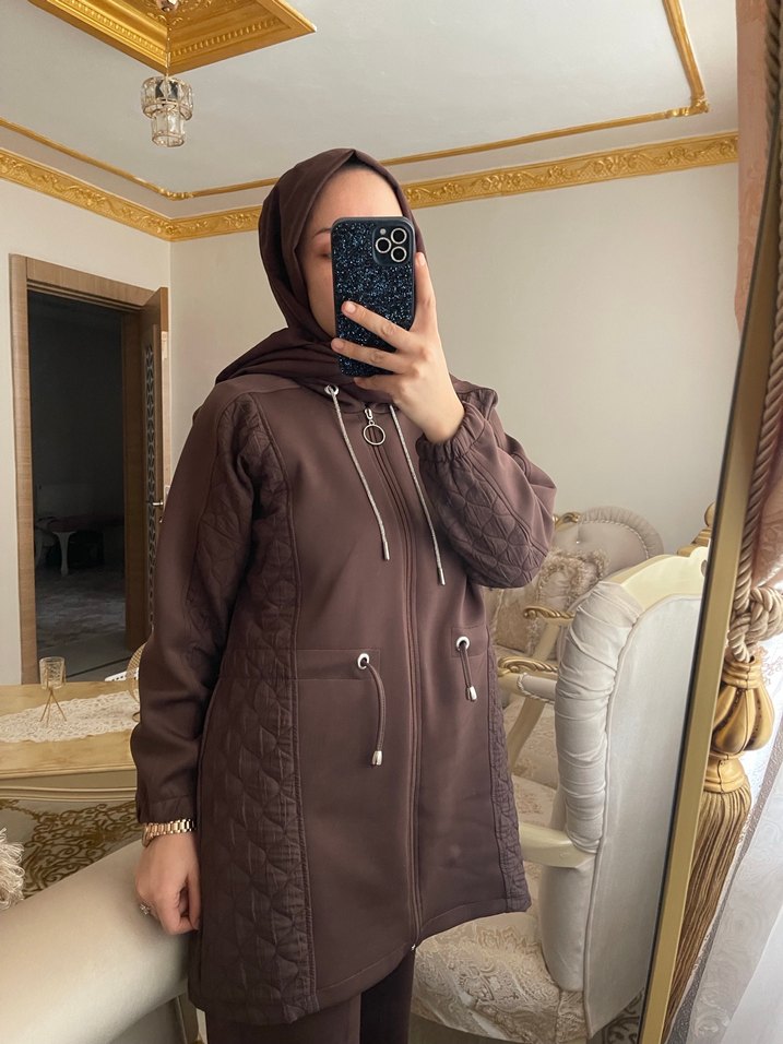 Kahverengi Fermuarlı Kadın Eşofman Takımı - Görsel 3