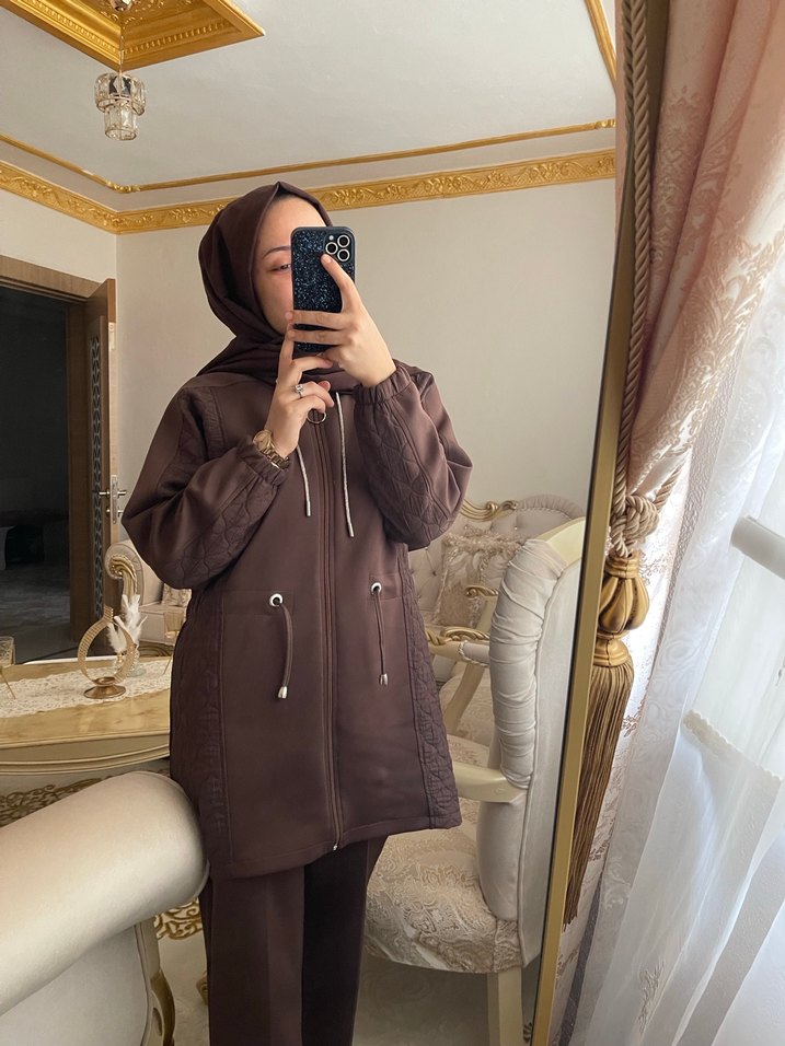 Kahverengi Fermuarlı Kadın Eşofman Takımı - Görsel 2