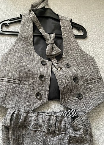 Gri Klasik Kesim Çocuk Yelek Takımı - Görsel 3