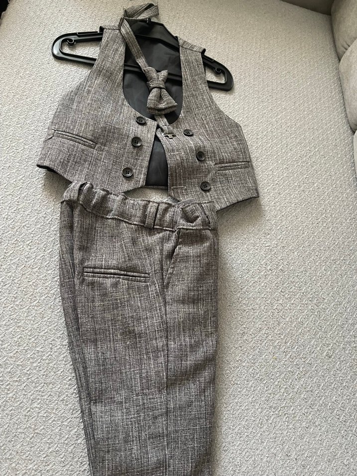 Gri Klasik Kesim Çocuk Yelek Takımı - Görsel 4