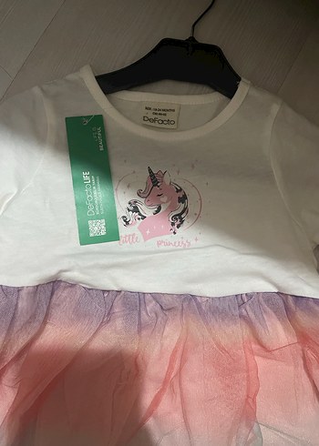 Kız Çocuk Unicorn Baskılı Tül Elbise - Görsel 2