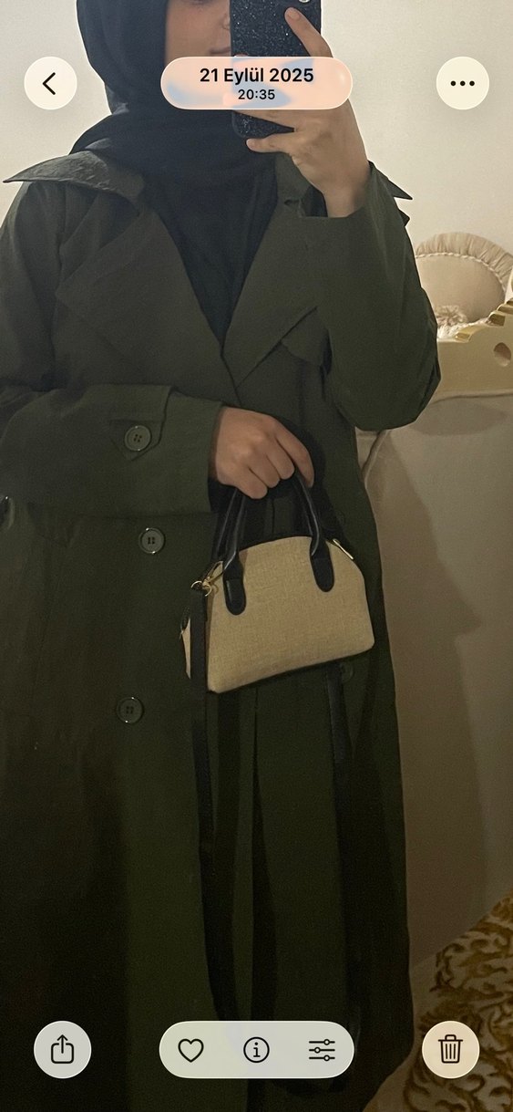 Kemerli Haki Midi Trençkot - Görsel 2