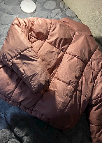 BERSHKA Pembe Fermuarlı Kadın Kışlık Mont - Görsel 2