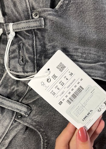 PULL&BEAR Gri Düğmeli Kadın Denim Pantolon - Görsel 3