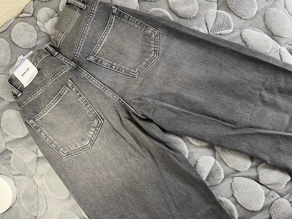 PULL&BEAR Gri Düğmeli Kadın Denim Pantolon - Görsel 2