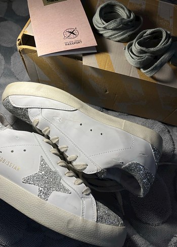 GOLDEN GOOSE Beyaz gri simli ayakkabı - Görsel 3