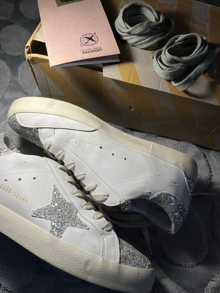 GOLDEN GOOSE Beyaz gri simli ayakkabı - Görsel 3