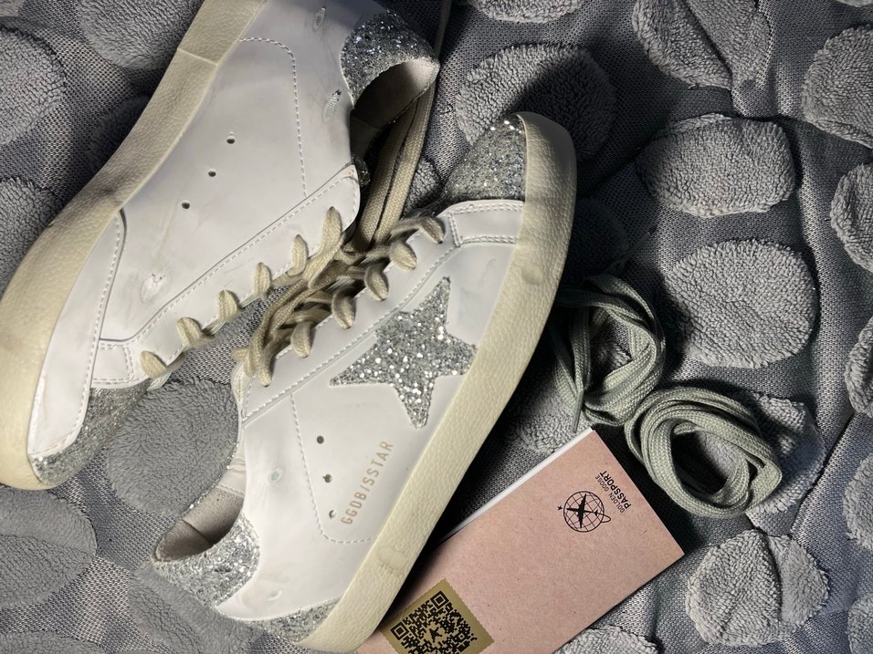 GOLDEN GOOSE Beyaz gri simli ayakkabı - Görsel 2