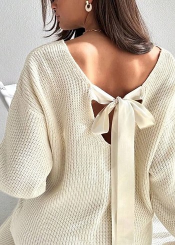 Bej triko uzun elbise elbise - Görsel 4