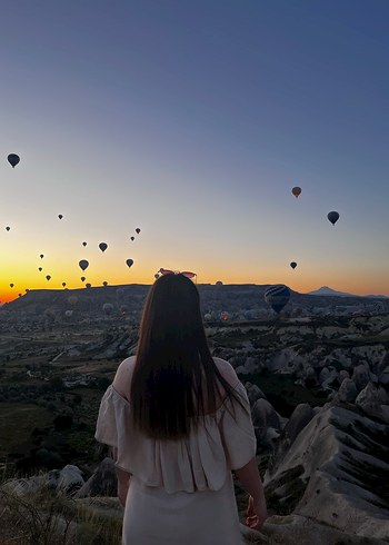 Camel Renkli Bohem Kadın Midi Elbise - Görsel 2