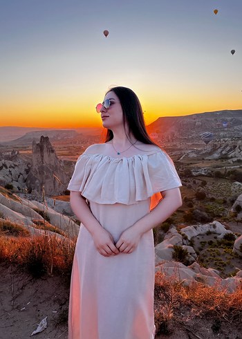 Camel Renkli Bohem Kadın Midi Elbise - Görsel 6