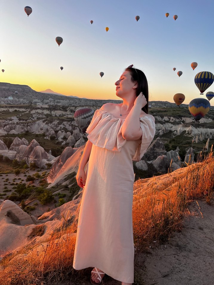 Camel Renkli Bohem Kadın Midi Elbise - Görsel 5
