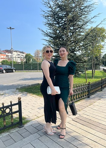 Zümrüt Yeşili Midi Kadın Elbise - Görsel 2