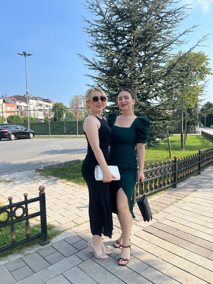 Zümrüt Yeşili Midi Kadın Elbise - Görsel 2