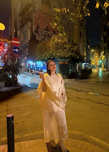 Beyaz Etnik Desenli Sıfır Kollu Uzun Elbise - Görsel 2