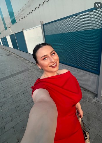 Bordo Drapeli Midi Kadın Abiye Elbise - Görsel 3