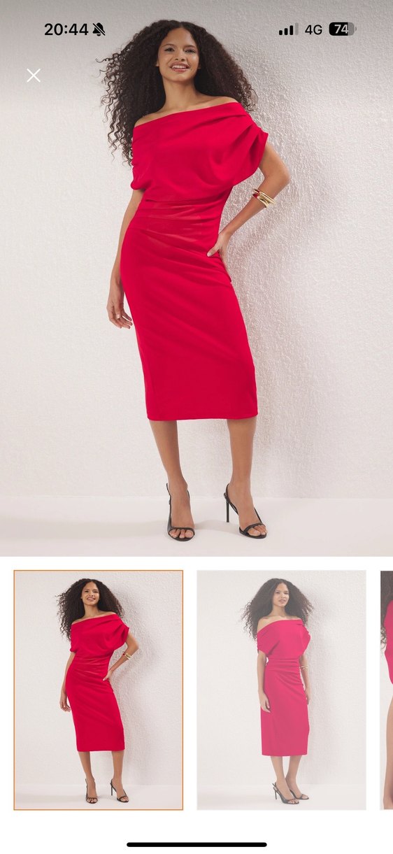 Bordo Drapeli Midi Kadın Abiye Elbise - Görsel 4