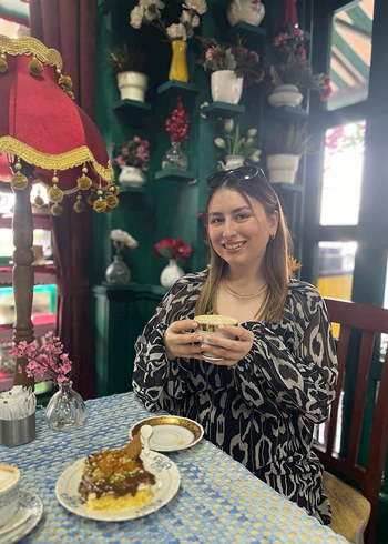 V Yaka Desenli mini Bohem Elbise - Görsel 2