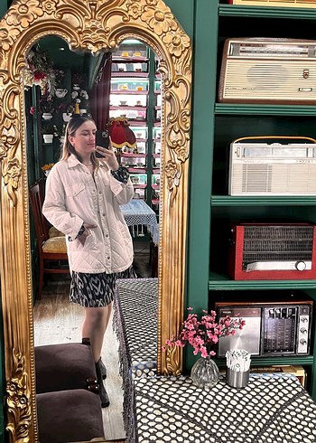 V Yaka Desenli mini Bohem Elbise - Görsel 3