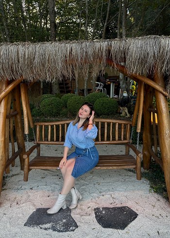 Mavi Midi Kadın Gömlek - Görsel 2