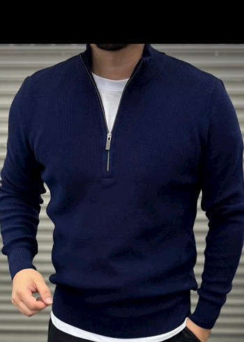 Erkek Fermuarlı Regular Fit Triko Kazak - Görsel 2