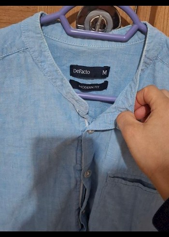 Mavi Denim Düğmeli Erkek Gömlek - Görsel 3