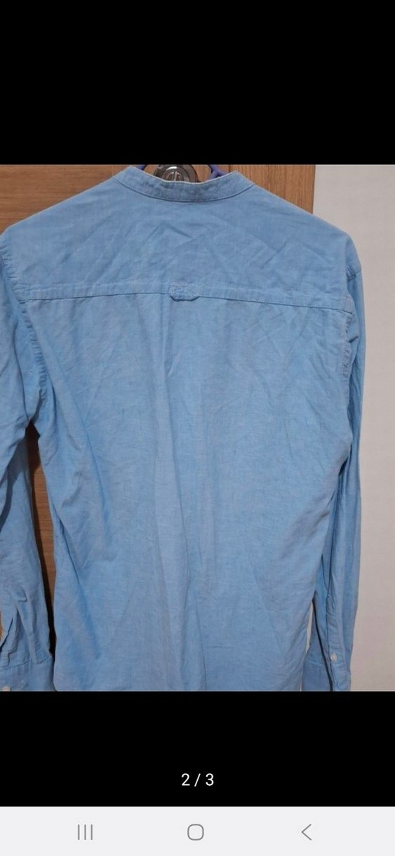 Mavi Denim Düğmeli Erkek Gömlek - Görsel 2