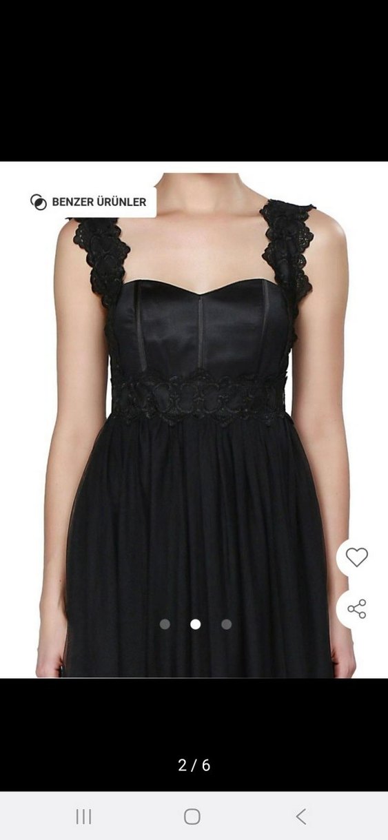 Dantel Detaylı Siyah Uzun Kadın Abiye Elbise - Görsel 2