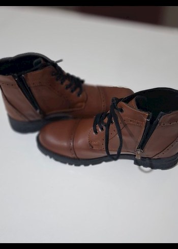 Kahverengi Deri Erkek Biker Bot - Görsel 4