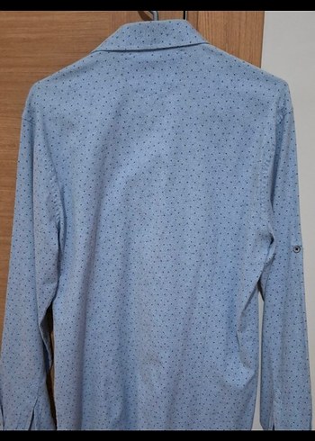 Mavi Pamuklu Uzun Kollu Erkek Gömlek - Görsel 2