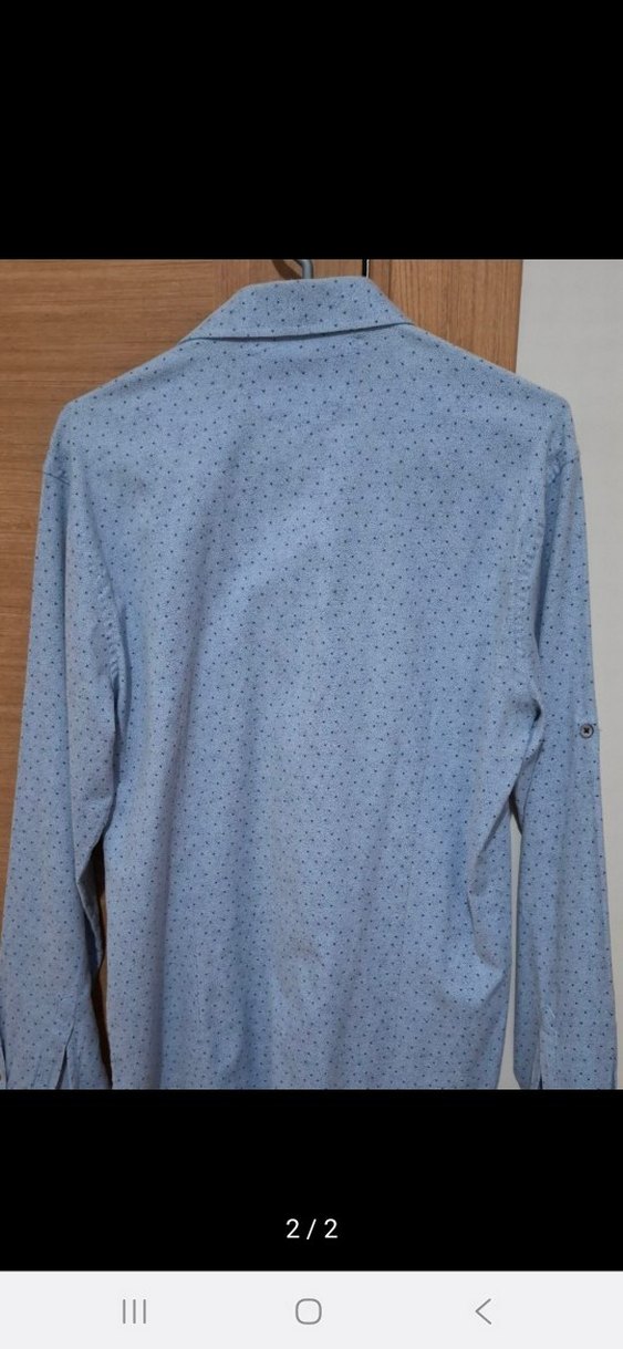 Mavi Pamuklu Uzun Kollu Erkek Gömlek - Görsel 2