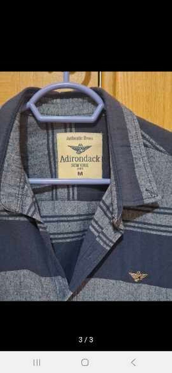 Erkek Mavi Gri Çizgili Denim Gömlek - Görsel 3