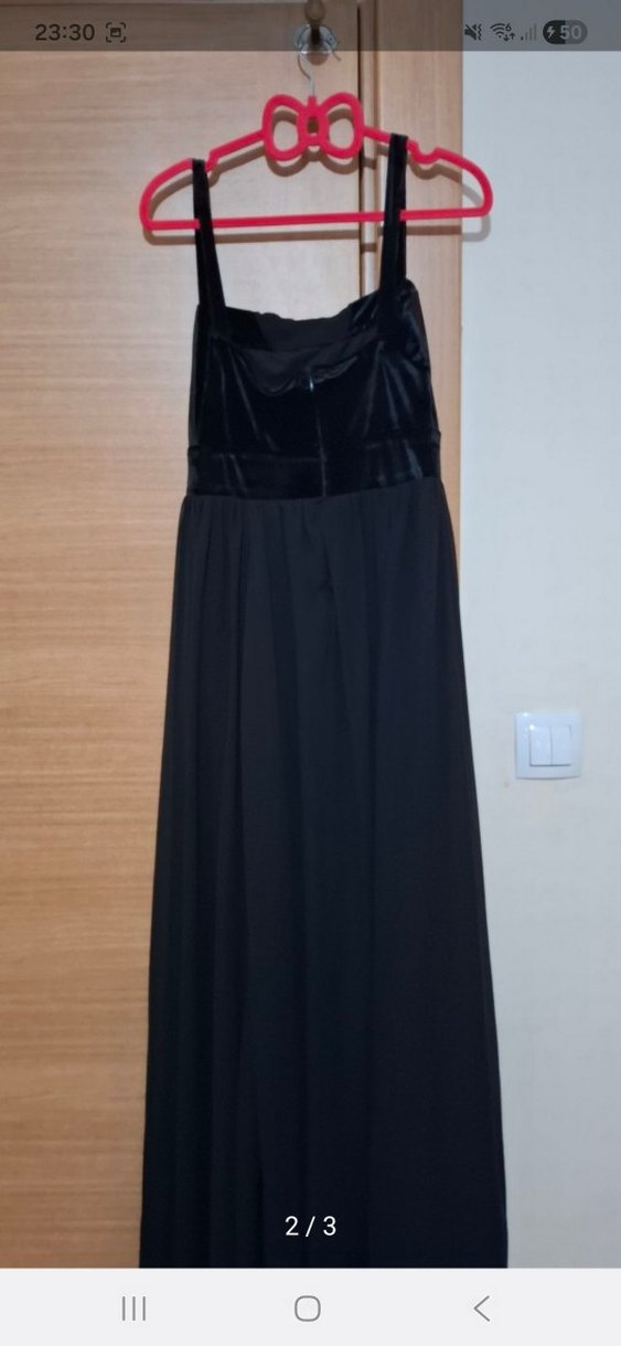 Siyah Straplez Uzun Gotik Abiye Elbise - Görsel 2