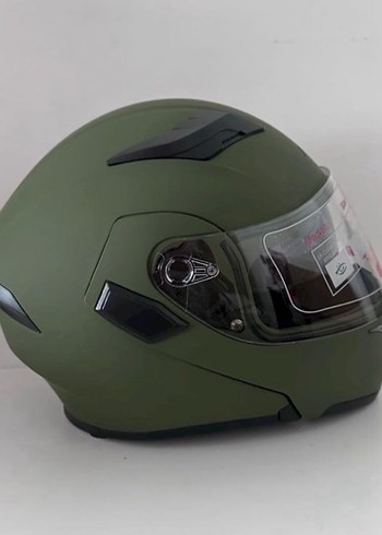 JK-902 Mat Yeşil Çene Açılır Kask - L - Görsel 3